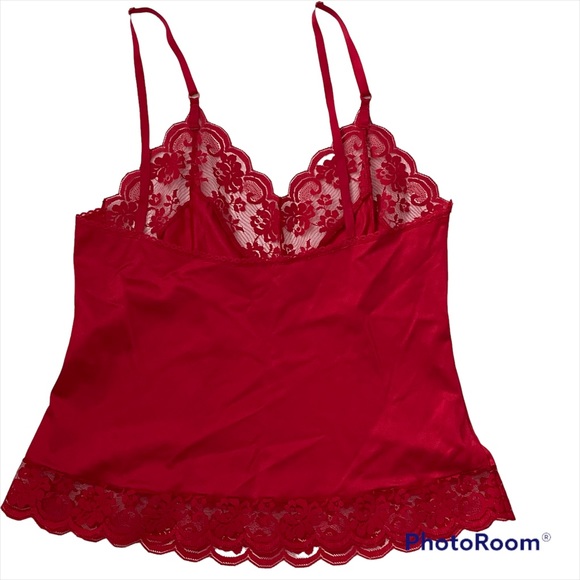 CHANTILLY Maidenform Red Silky Crop Camisole Sz 34 - Picture 4 of 6
